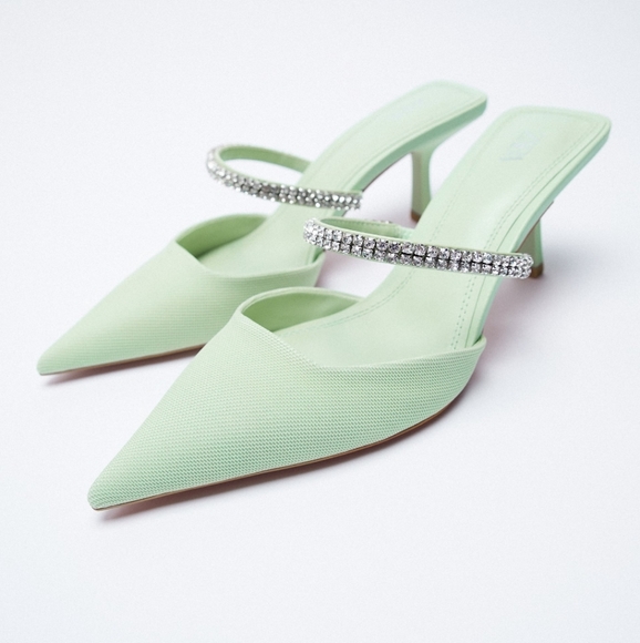 Zara | Shoes | Zara Sparkly Heels Heeled Mules Sandals | Poshmark